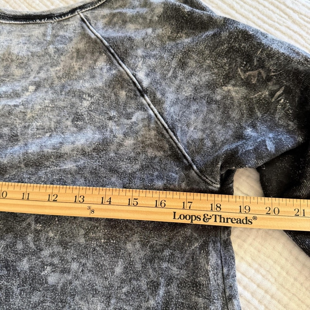 Sloane Rouge Sweater Womens Medium Gray Black Mineral Wash Long Sleeve Tunic Top - Picture 12 of 14